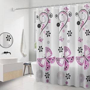 Piao-piao-purple Butterfly shower curtain Waterproof PEVA quick-drying scrubbable bathroom decoration curtain