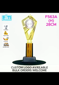 F563 GOLD Exclusive Plastic Trophy Heavy Base | Trofi Plastik Eksklusif Tapak Berat | Custom Logo Available