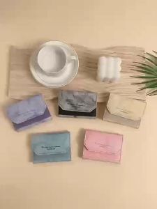 Elegant Marbled Texture Mini Card Holder Wallet for Women