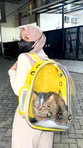 TAS RANSEL ASTRONOT Kucing Anjing Transparan Travel Bag Hewan Anti Air