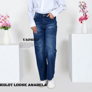 YAOSHI Baggy Jeans Loose Celana Jeans Highwaist Wanita Biru Retro