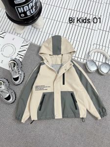 {Size đại }ÁO GIÓ 2 LỚP LÓT LƯỚI BÉ TRAI PHONG CÁCH THỂ THAO - MÀU BE XÁM