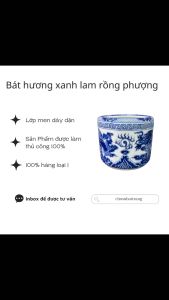 Bát hương xanh lam rồng phượng
