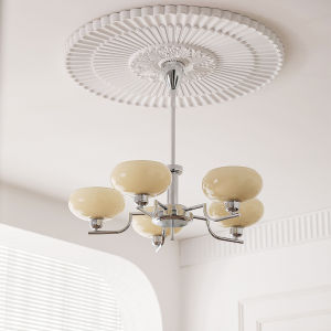 Retro Bauhaus Style Iron Art Chandelier Cream Bedroom Light Nordic Master Bedroom Study Living Room Lighting Fixture