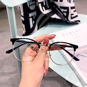 GU Kacamata Anti Blue Light Anti Radiasi Blueray Premium Gaya Korea Bentuk Bulat Oval Bahan Metal untuk Pria dan Wanita K20