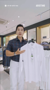 Áo sơ mi nam dài tay ARISTINO thiết kế tà lượn có túi màu trắng thanh lịch - ALSR25