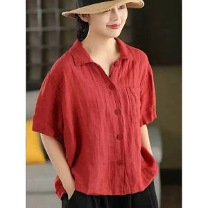 Lieoyuarn | Vintage Casual Loose Fit Slim Cotton Linen Shirt