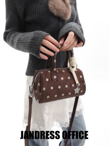 Star Charm Brown Polka Dots Handbag