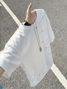 ZHUOCAN | Deconstructed Wavy Ruffle Rivet Cleanfit Summer Heavyweight T-shirt