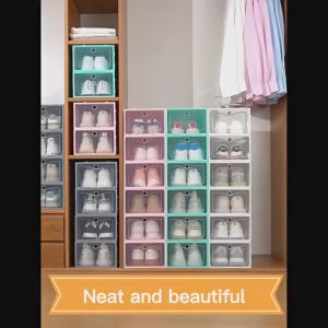 ซื้อ 6 แถม 6 ชั้นวางรองเท้า กล่องใส่รองเท้า กล่องรองเท้า พลาสติกแข็ง กล่องเก็บรองเท้าแบบพับได้ ป้องกันฝุ่น แข็งแรงทนทาน พร้อมส่ง