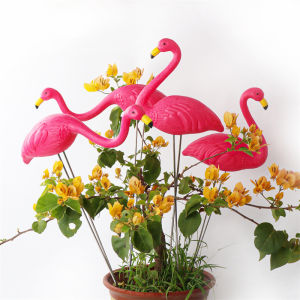 สีชมพูขนาดเล็ก Flamingo ตกแต่งสวนสนามหญ้ารูปปั้นเครื่องประดับบ้านหัตถกรรมพลาสติกจําลองประดิษฐ์ Flamingo ตกแต่ง