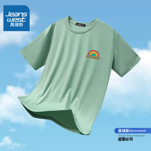 Jeanswest Mens Short Sleeve T-Shirt Summer Thin Training Sport Running Top Breathable Sweat Absorbent American Style Fitness