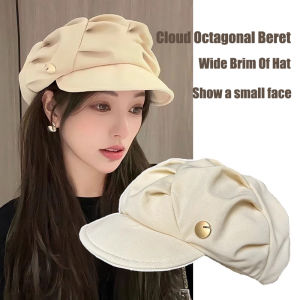 Cloud Top Octagonal Beret Hat Short Brim Comfortable Versatile Women Cap For Autumn Winter