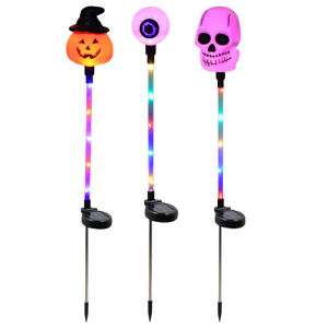Halloween Outdoor Decoration Solar Lights Waterproof Solar Skull Pumpkin Stake Light for Garden Patio Yard Pathway Grave