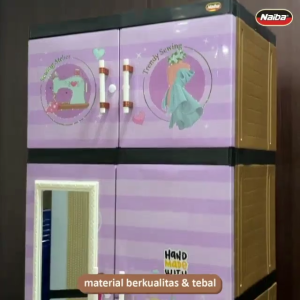 Naiba Fit Jumbo Lemari Pakaian Plastik 9604 - 9624 Lemari Plastik 4 Susun Full Rak Kunci Cermin