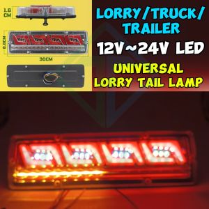 Lampu Belakang Modify 12V-24V LED Light Petak Universal Tail Lamp Besi Flowing Signal Reverse Brake Lori 1 SET