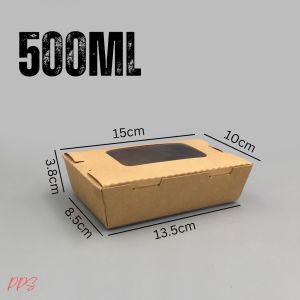 20pcs Disposable Paper Meal Box Kraft Takeout Box Window Type Plain Kraft/Plain White Salad Box Pastry Box