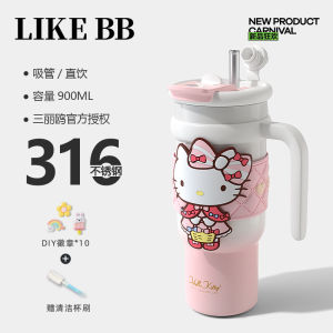 Hellokitty แก้วน้ำอุ่นขนาดใหญ่พร้อมสตรีทแวร์ แก้วน้ำดื่มแบบมีตะขอสำหรับผู้หญิง ทรงเก๋ไก๋ ดีไซน์ใหม่ แก้วน้ำเย็นได้ดี