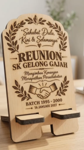 Custom Made Wooden Stand HP Reunion Gift Personalized with Name and Logo for Corporate Events