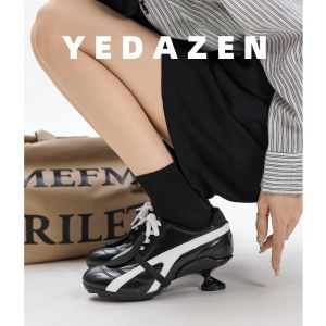 Black Ballet Flats Womens Low Heel High Heel Retro Color Block De Xin Single Shoes Casual Sporty Style Fashionable Ballet Shoes