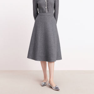 Koradior | Winter Commuter High-Waist A-Line Wool Midi Skirt