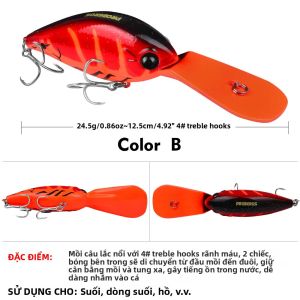 Mồi Câu Cá Proberos 12.5CM 24.5g Mồi Giả Dạng Cá Con Mồi Nổi Cứng Mồi Crankbait Mồi Jerkbait Mồi Câu Cá Hồi Cá Vược Dùng Cho Biển Sông Hồ.