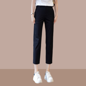 Shalldoer | Slim Fit High Waisted Straight Leg Trouser Pants