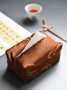 Luxurious Chinese Style Fabric Tissue Box Holder Light Luxury Living Room Home Use Paper Towel Bag Tea Table Desktop Tissue Cover