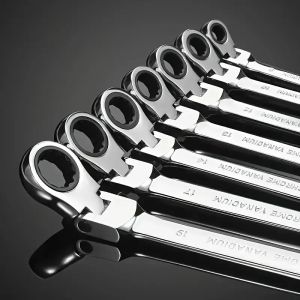Flexible Head Ratchet Wrench Set Metric Chrome Vanadium Steel Combination Wrench Wrench Set Hardware Hand Tools Amagi