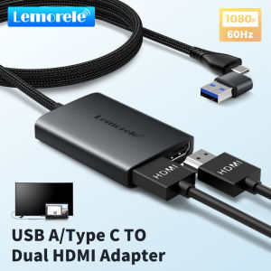 Lemorele | Lemorele Dual HDMI Adapter 4K Type C To HDMI-compatible USB C HUB Adapter USB C Cable Converter For Macbook Projector TV Laptop