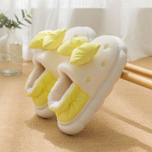 Postpartum Slippers Womens Fleece Lined Home Shoes Thick Bottom Slip-On Cotton Slippers Autumn Winter High Heel Home Comfortable