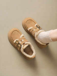 Josiny | Warm Thick Heel Womens Loafers Winter Small Size