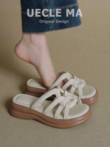 UECLE MA | Leather French Thick Sole Sandals Slippers