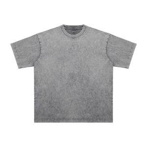 Large Size 300 Pounds Retro Washed Pure Cotton Short Sleeve Mens T-Shirt Summer Basic Solid Color Casual Sportswear Top