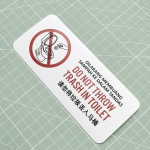 Do Not Throw Trash In Toilet Bow Dilarang Membuang Sampah Ke Dalam Tandas 请勿将垃圾丢入马桶. Sticker Sign No Throwing Rubbish