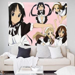 VIKAMA K-ON Anime Maid Wall Tapestry Five Girls Pink Group Manga Home Decor Charming Soft Durable Cozy Aesthetic Gift Washable