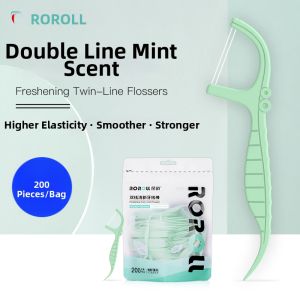 ROROLL | Mint Flavor Double Thread Super Thin Fresh Dual Use Dental Floss