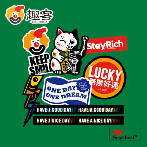 สติกเกอร์กันน้ำนำโชคแบบไม่จำกัดจำนวนสำหรับเคสโทรศัพท์ กระเป๋าเดินทาง สเก็ตบอร์ด สโนว์บอร์ด นักเดินทาง อินเทรนด์ อุปกรณ์เสริมดิจิทัล