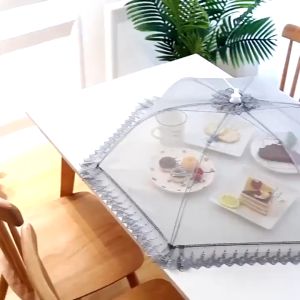 ฝาครอบอาหารพับได้ Pop Up Food Net Cover Kitchen Dish Cover Portable Fly Cover