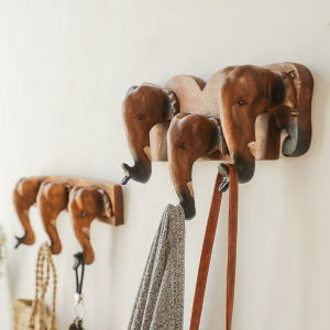 Solid Wood Elephant Coat Rack Creative Wall Hanger Key Umbrella Hook Entry Door Hook Wall Decoration Coat Rack