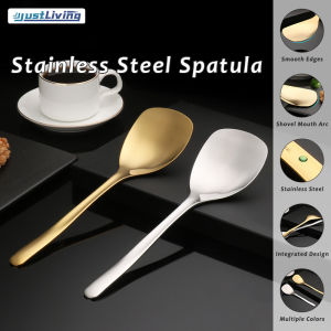 JustLiving 1PC 304 Stainless Steel Mini Skillet Spatula Resistant Food Grade Rice Spoon Versatile Small Cooking Tool Kitchenware- Compact Safe Easy to Clean