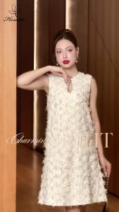 [Voucher 15% MOV 199K cap 100KĐầm dạ hội HeraDG dáng suông thiết kế đính ngọc viền cổ sang trọng thanh lịch chất dạ tweed cao cấp WDPBD1013