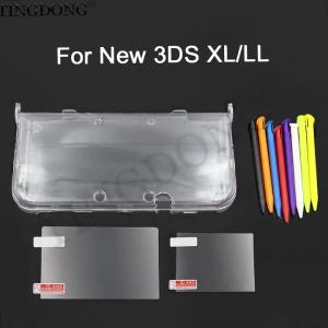 1Set For New 3DS XL LL Clear Split Shell Transparent Protective Cover Case Screen Film Stylus Pen