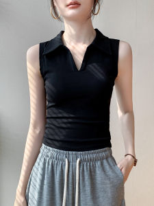 GEBEISHANG | Fashion Slimming French Polo Collar Sleeveless Vest T Shirt