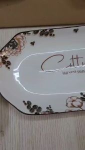 Dĩa xoài gốm sứ hoa văn Cotton 27CM