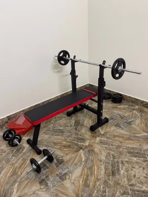 Combo ghế tập tạ đa năng tặng 50kg tạ gang 2 đòn tay 35cm 1 đòn dài 1.5m