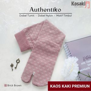 Kaos Kaki Muslimah Jempol Motif KOSAKI AUTHENTIKO Dobel Tumit Kaos Kaki Premium-Brick Brown