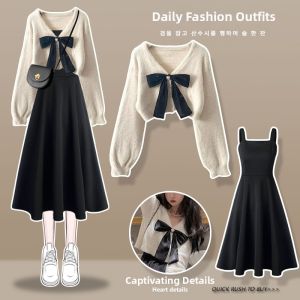 NUMEN BUTTON | Soft Knit Sweater and Dress Set For Plus Size Women