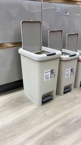 Pedal Trash Can Plastic Pressing Type Trash Bin Large Size Square Kitchen Bathroom Waste Can Plastic Dustbin Tong Sampah Berpijak