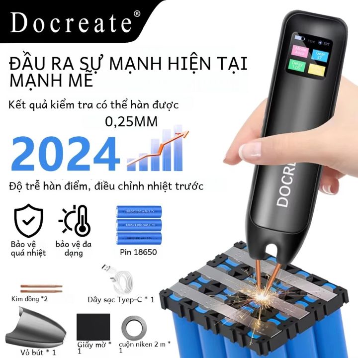 Máy Hàn Điểm Cầm Tay Docreate-757 Cho Pin Lithium 18650 Màn Hình Màu ...